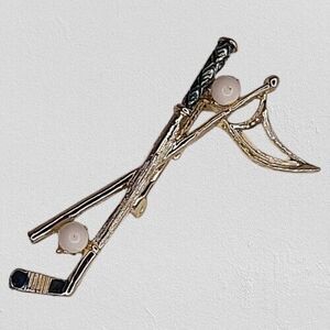 GERRY'S signed Vtg GOLF Club Flag Ball Brooch/Pin - blue, enamel